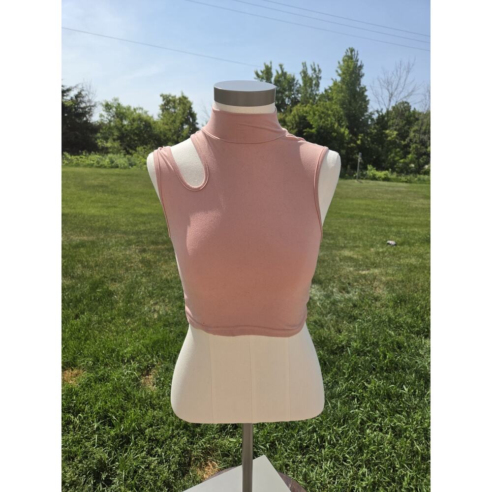 SHEIN Pink Sleeveless Mock Neck Tank Top - XS